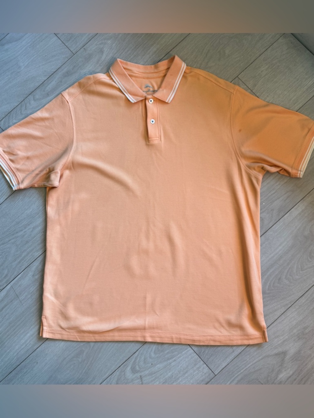 Tommy Bahama Polo Shirt Men XL Peach Salmon Short Sleeve Tipped Collar Casual